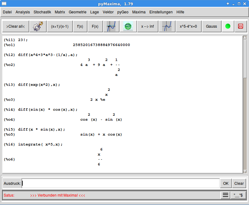 pyMaxima-Beispiel-Sitzung