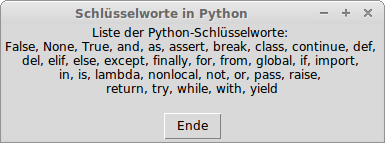Schlüsselworte in Python